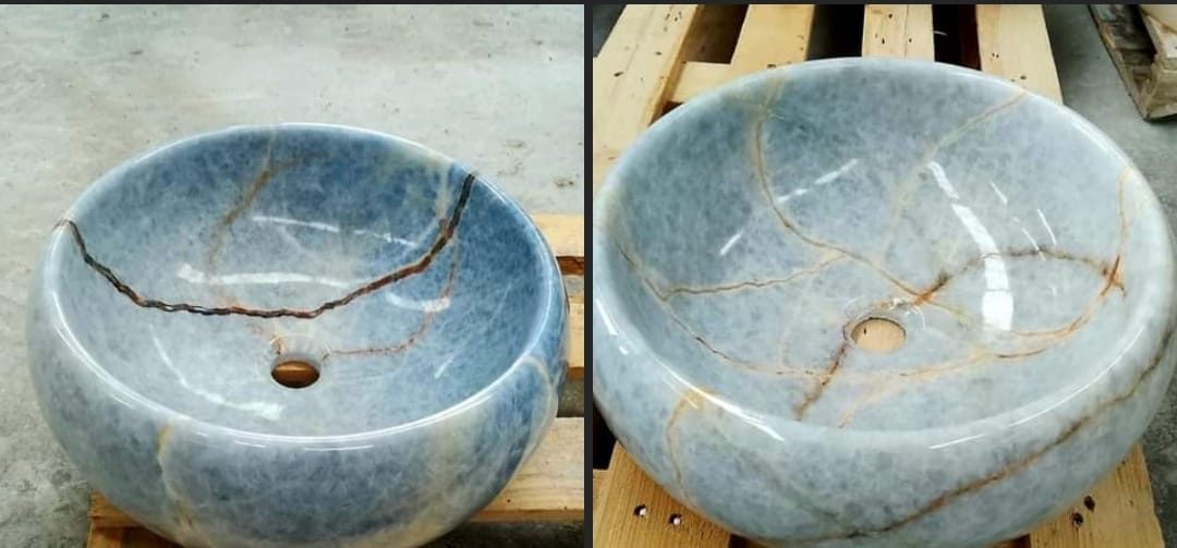 Blue natural-stone wash basins