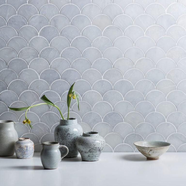 Styled stone mosaic wall