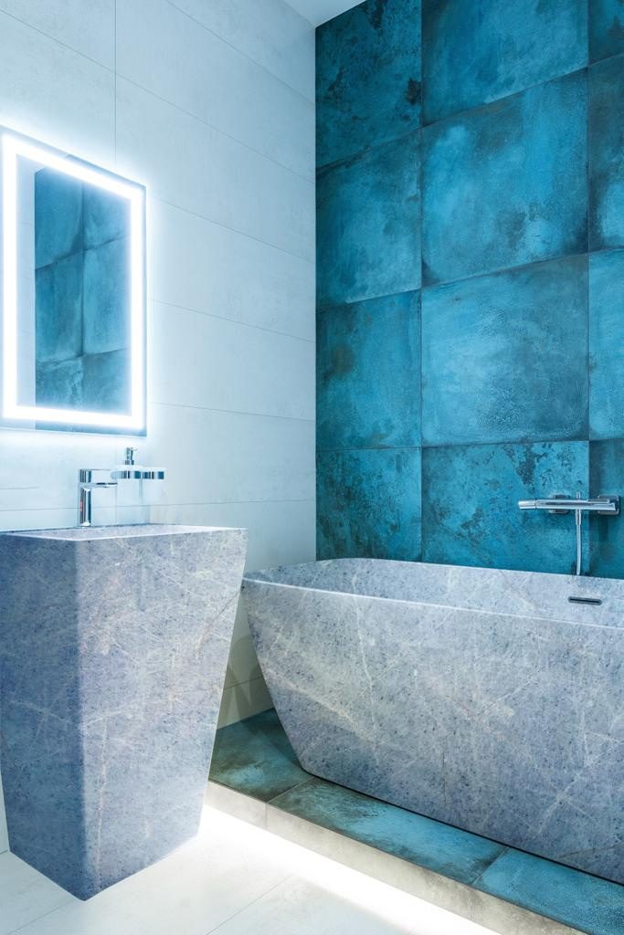 Natural stone bathroom in blue stone